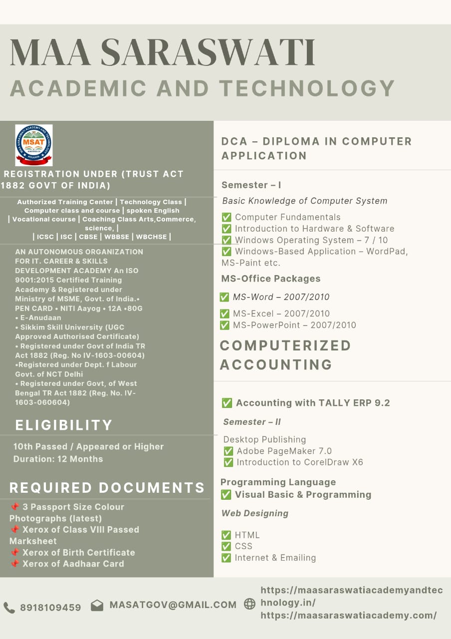 DIPLOMA IN COMPUTER APPLICATION